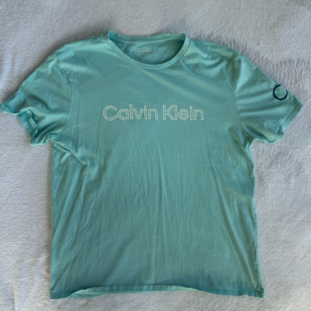 Calvin Klein Light Aqua Logo Men’s Tee